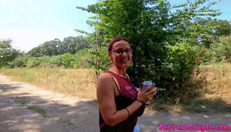 Sucking cock next to railroad - He is fucking me next to a busy railway track and some trains pass by us