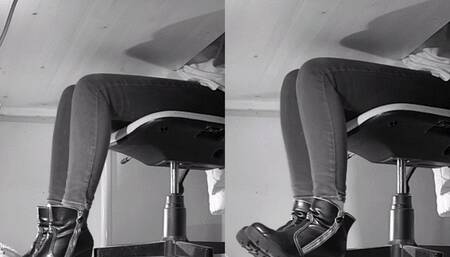 Tanja plays with my tiny cock under her rough boot soles - Cam 4