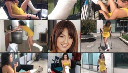 Suzy Hopping and Crutching Out in a Skin Tight Dress and Leg Cast  (in HD 1920 X 1080)