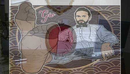 Gio showing blue sweaty sheer socks