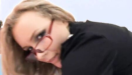 Perverted chick is playing with dude's prick and gets bonked