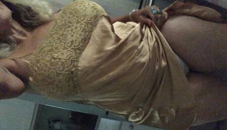 Dirty Hairy Pussy & Dirty Panty Worship in Gold Satin