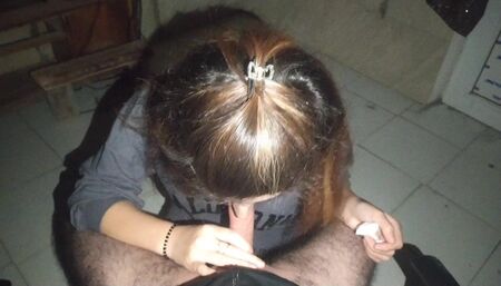 My boyfriend comes to my workroom at night and puts his dick in my mouth