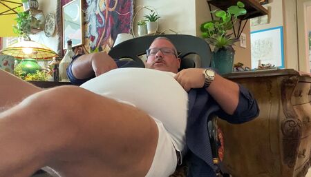 Dress socks, wide feet on a fat grandpa with biggest orgasm handsfree at the end