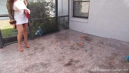 Nasty Sofia crushes toy cars again!!