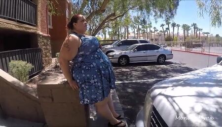 SSBBW stuggles walking to car