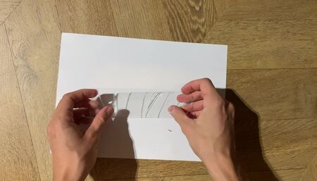 ASMR cutting and sticking tape on paper