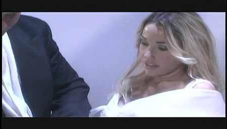 Huge tits blonde gets cummed all over her body