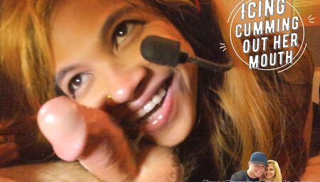 Dirty Asian whore loves to let that icing cum out her mouth