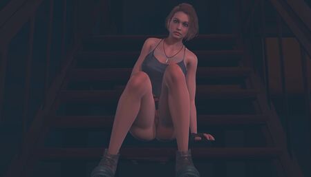 Jill Valentine masturbates on the stairs