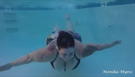 SSBBW walk and swim in pool