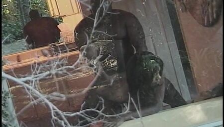 An ebony teen with big tits gets fucked hard in the shower