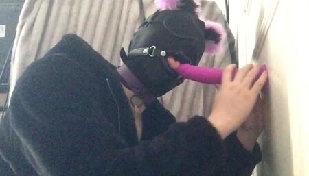 Trying my new toys out in my black faux fur coat.