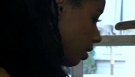 A tall white guy fucks a petite African teen