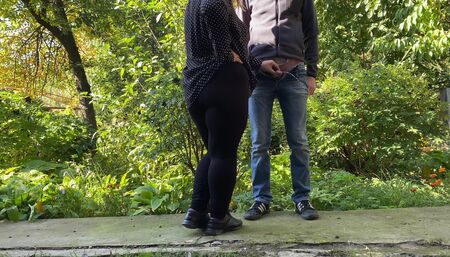 Milf licked my cock outside after pissing