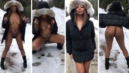 Naked hitchhiker peeing in the snow. - MochaLaMulata