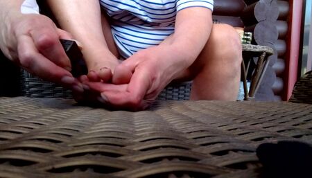 Painting toenails ** Outdoor **