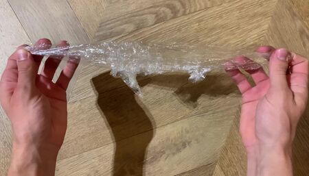 ASMR crumpling transparent paper