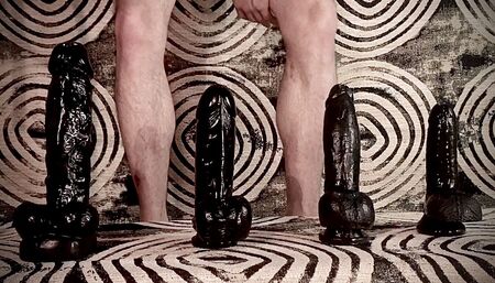 He rides many black dildos